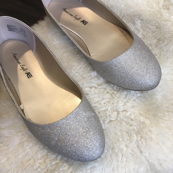 AEO - Glitter Silver Gold Metallic Ballet Flats 8.5 - Picture 6 of 16